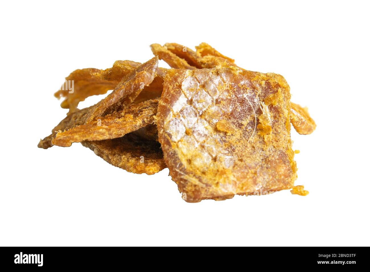 Dried cod with pepper isolated on white background. Snack Fish to beer