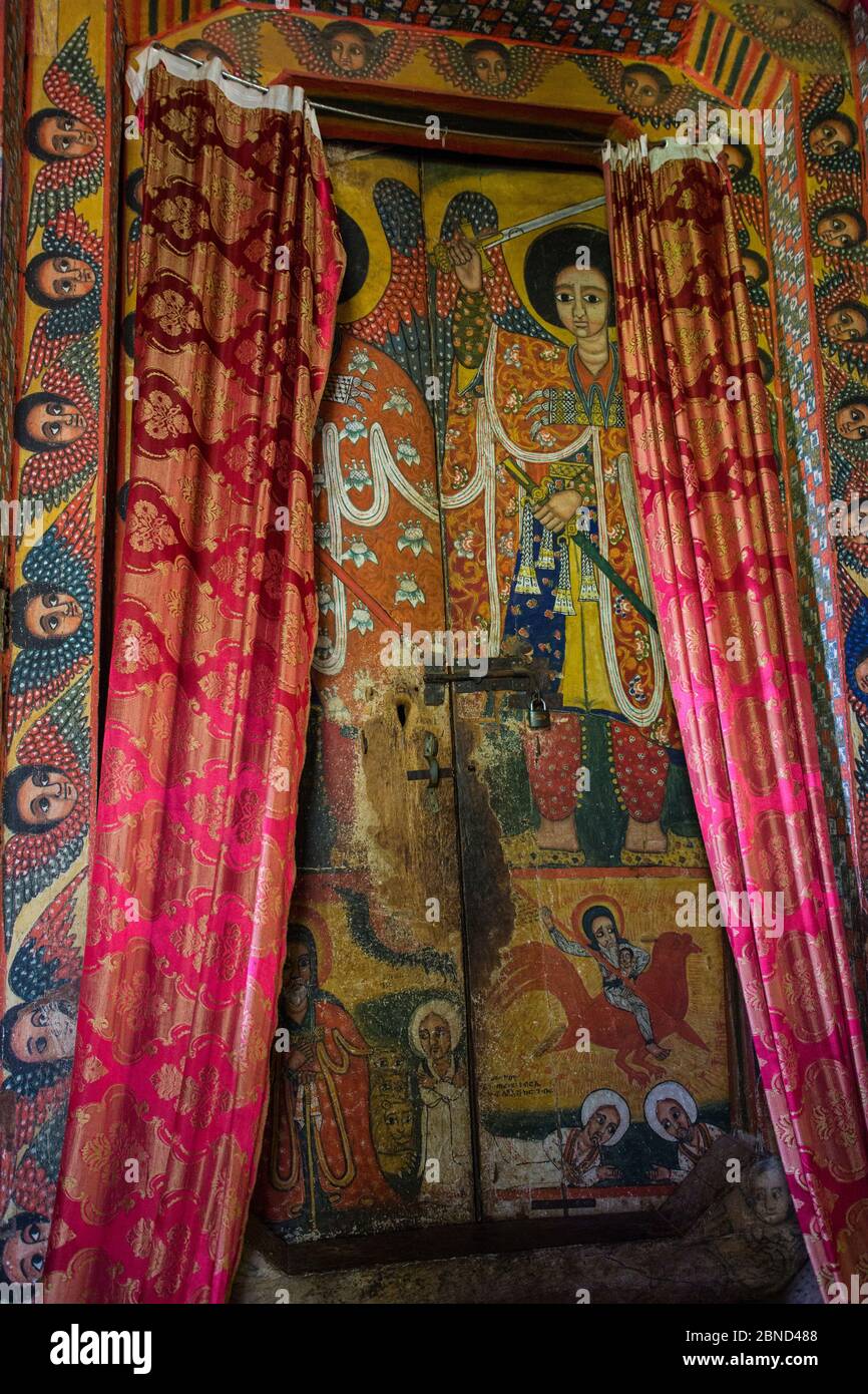 Colourful Religious Paintings In Ura Kidane Mehret Church Of The