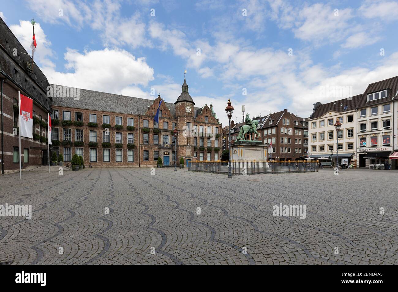 Duesseldorf -  View to the Townhall which goes back to 1570 in the oldest parts of the building.,  North Rhine Westphalia, Germany,  12.05.2020 Stock Photo