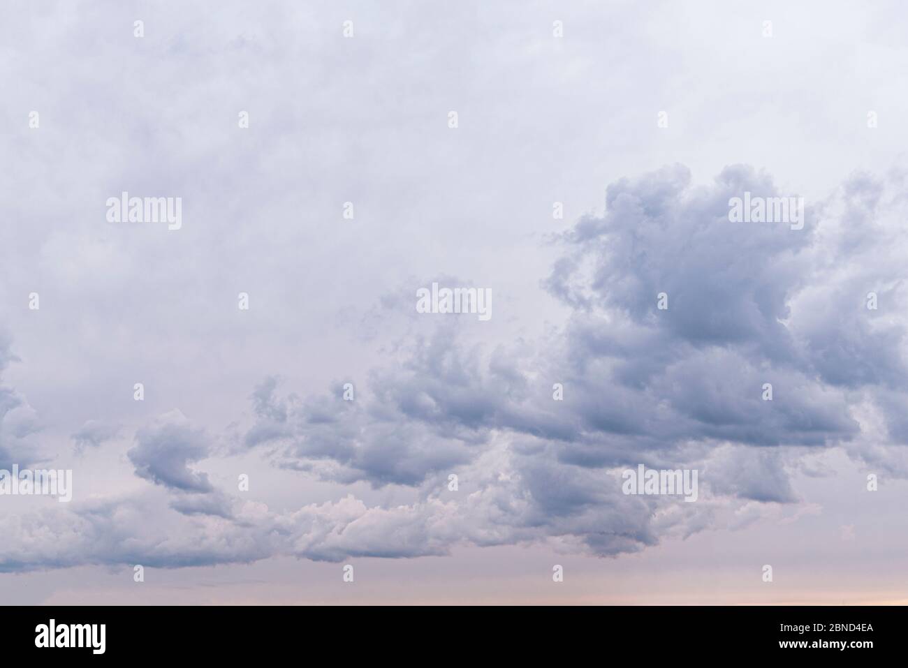 Dramatic gray sky with dark clouds, sky before storm, panoramic view, landscape Stock Photo