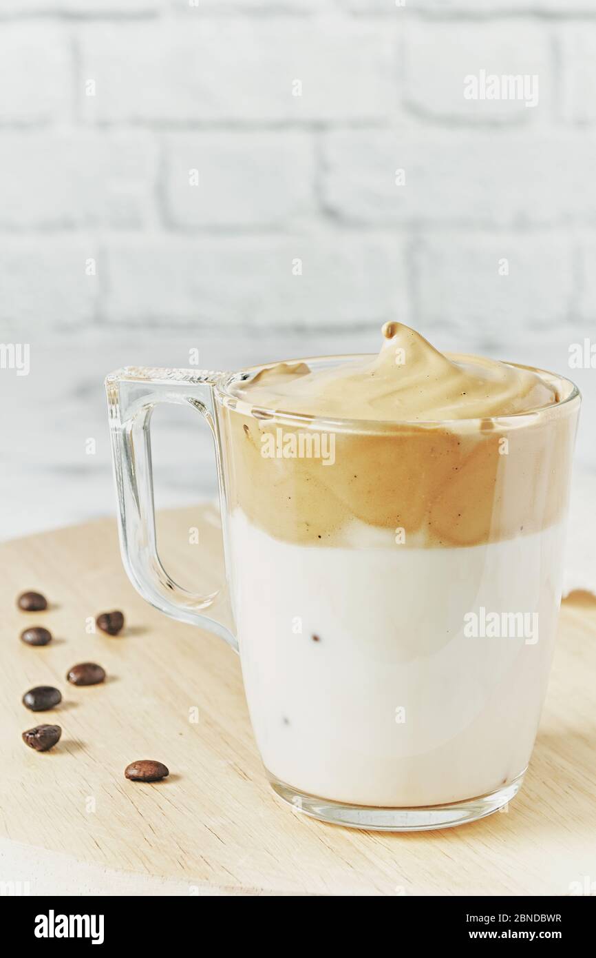 Iced Dalgona Coffee, fluffy creamy whipped coffee. South korean coffee Stock Photo Alamy