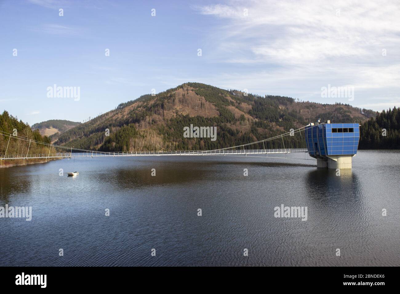 Drinking water reservoir. Sance Recice Dam in the Beskydy Mountains, near Ostrava in the Czech Republic. Stock Photo