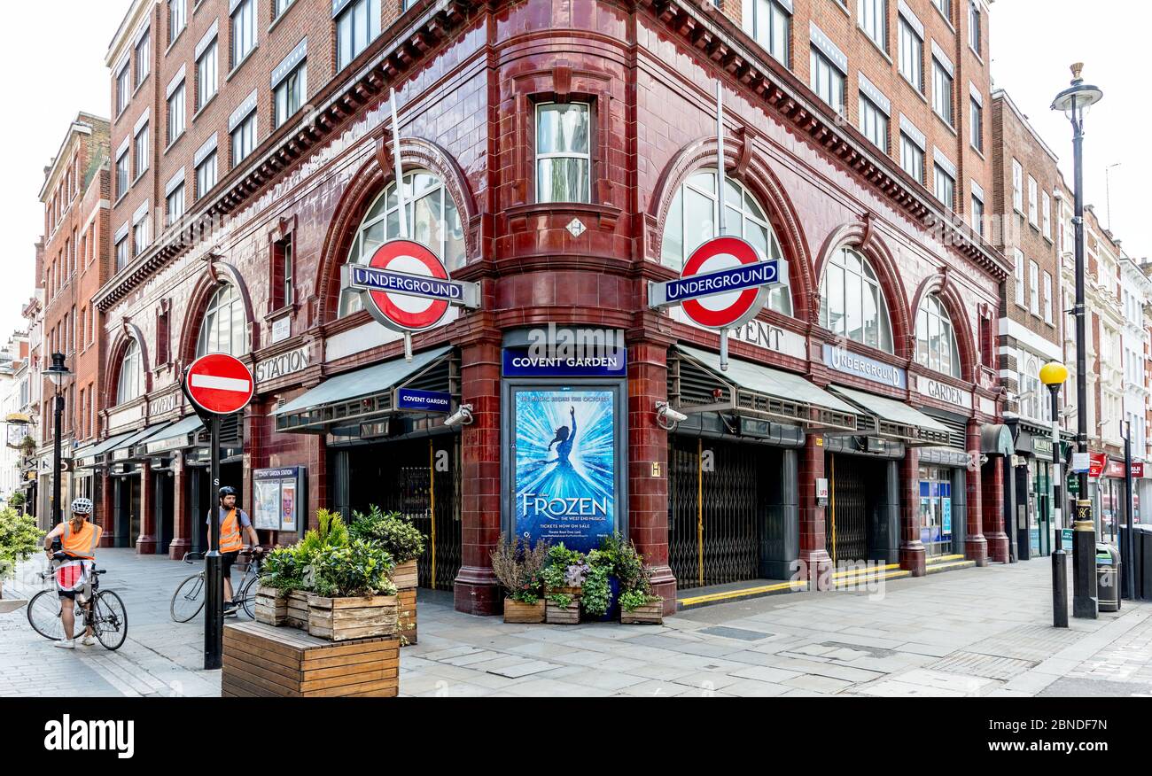 Tube Station Covent Garden during 2020 Lockdown London UK Stock Photo