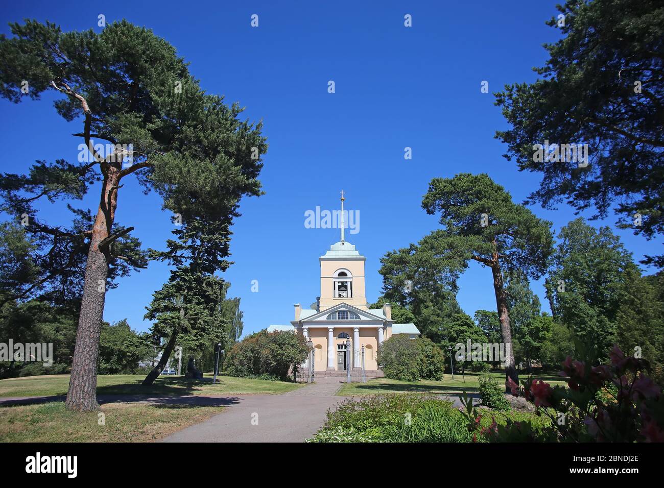 The Church of St Nicholas is located in Isopuisto Park in Kotka city centre, Finland. Stock Photo