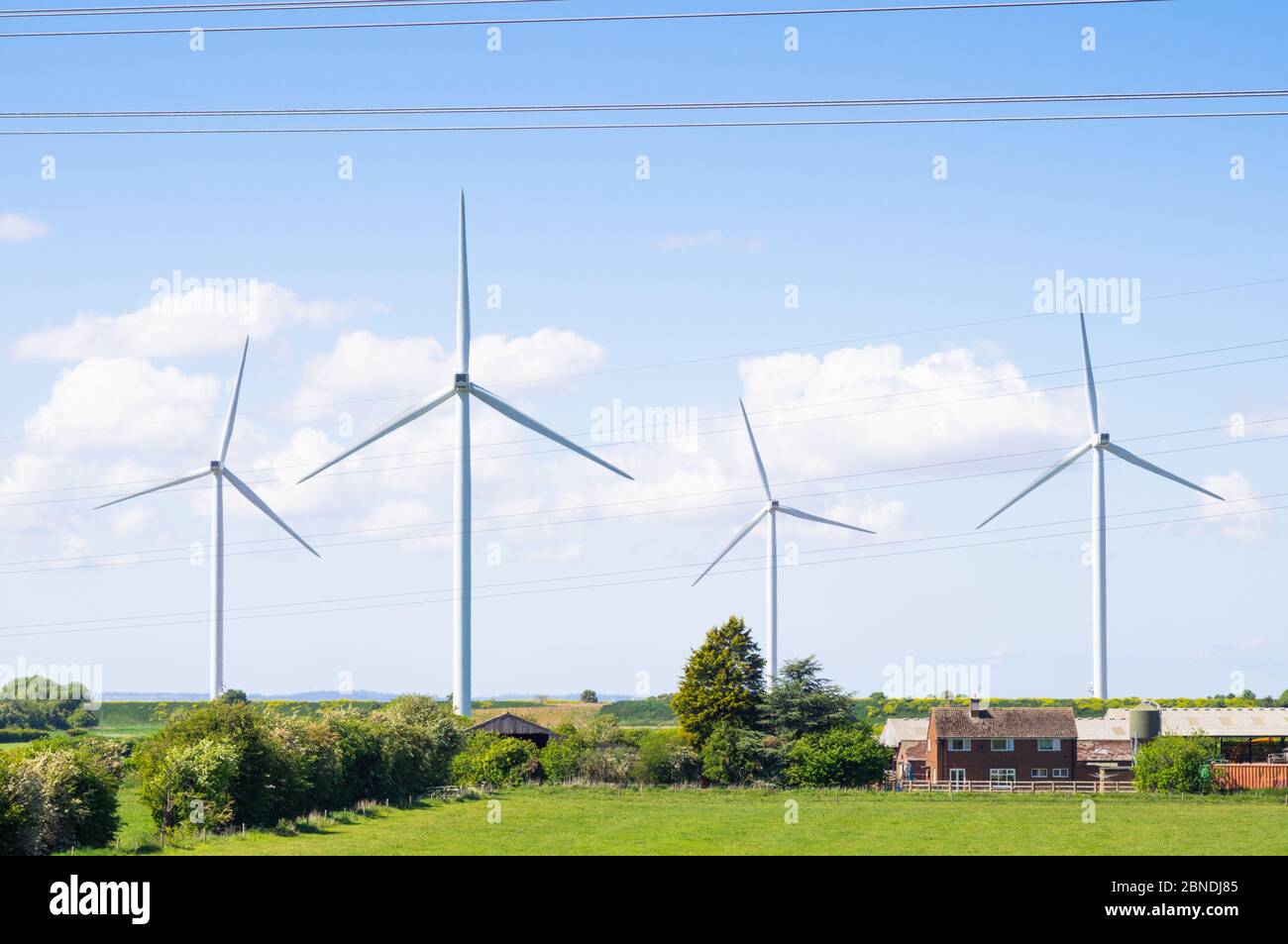 Wind turbines with blue sky green energy renewable Stock Photo - Alamy