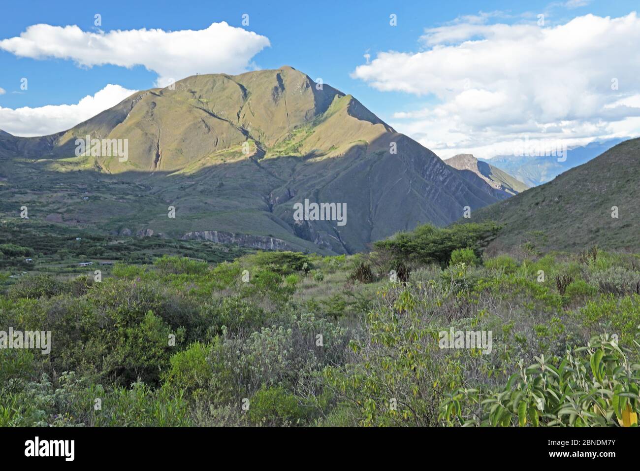 view of mountain in late afternoon light  Maranon River, Balsas, Peru                 March Stock Photo