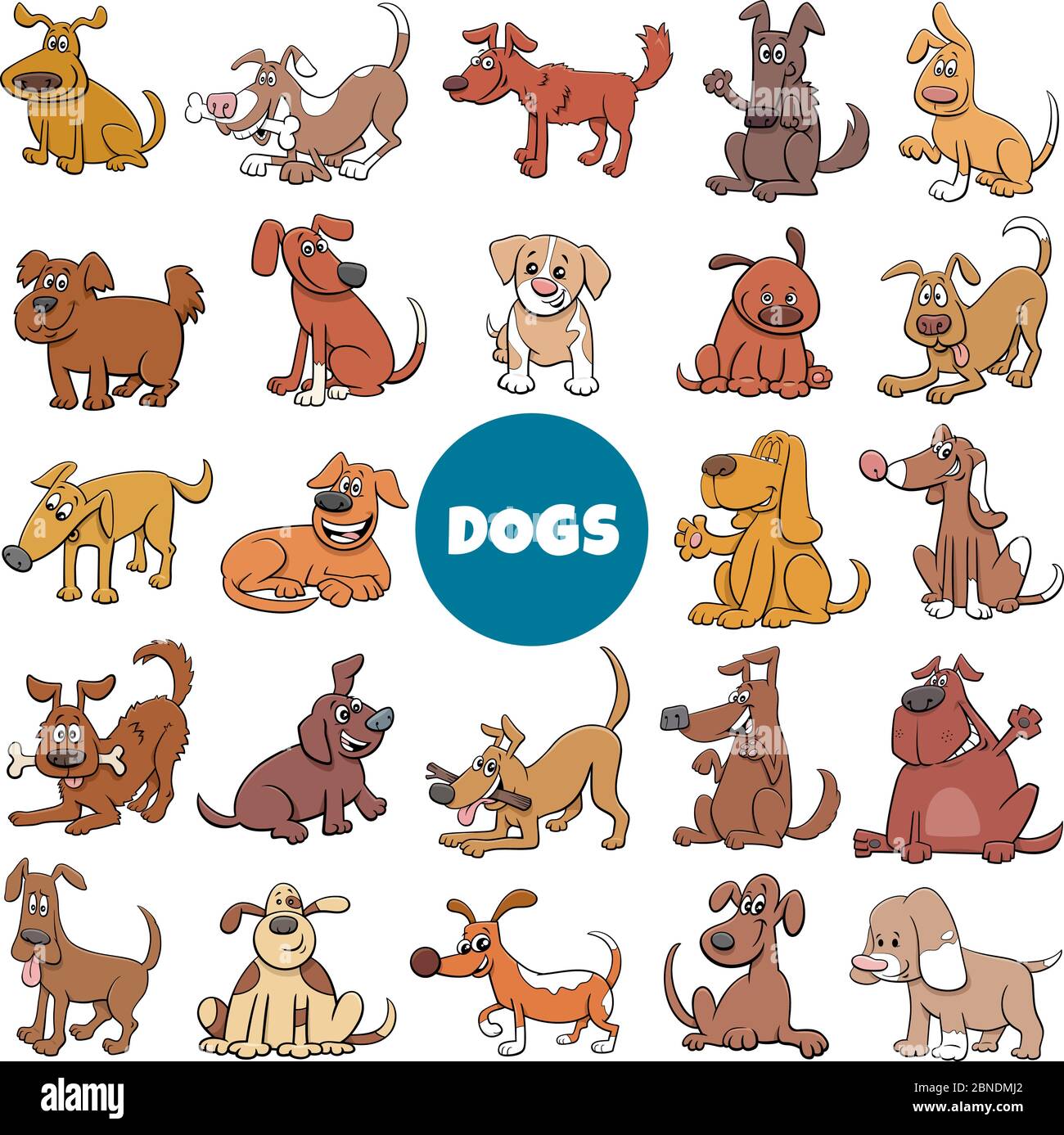 Cartoon Illustration of Dogs and Puppies Pet Animal Characters Big Set ...