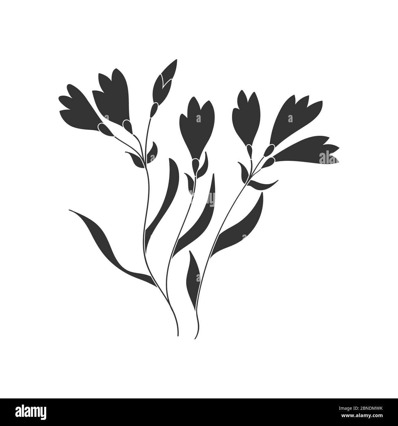 Vector illustration of a flower. Stock illustration isolated on a white background filled silhouette for thematic drawings and scrapbooking Stock Vector