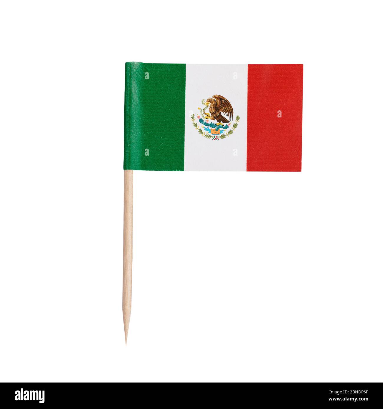 Miniature paper flag Mexico. Isolated Mexican toothpick flag pointer on