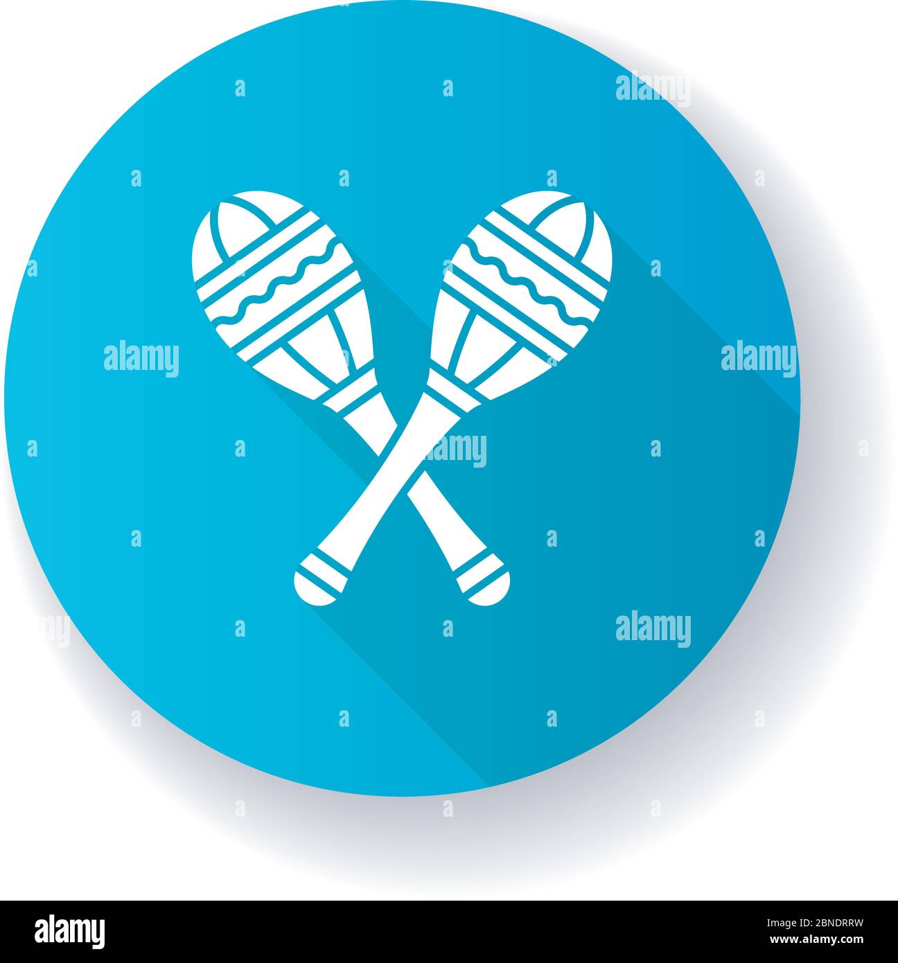 Maracas blue flat design long shadow glyph icon Stock Vector