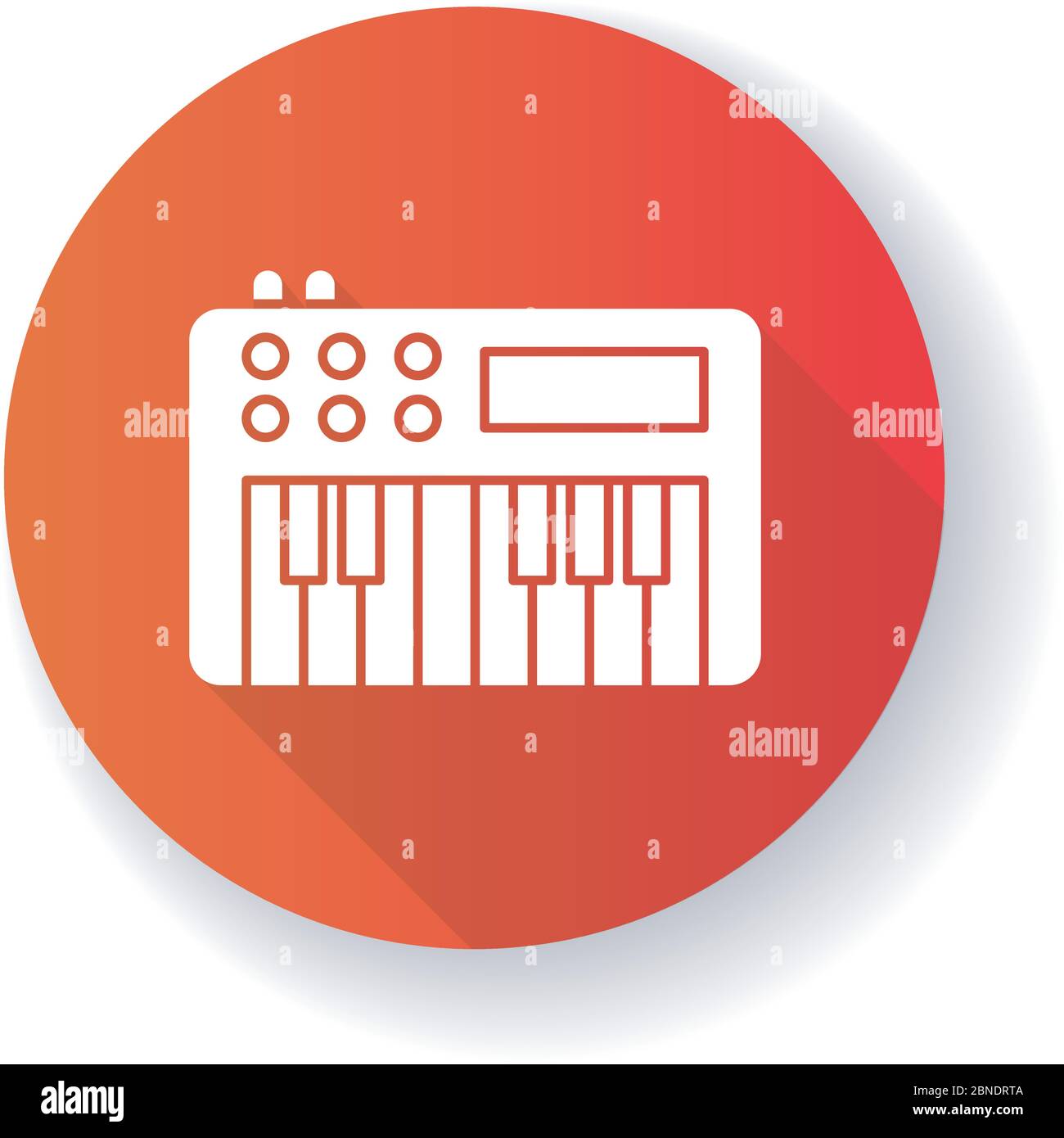 Synthesizer red flat design long shadow glyph icon Stock Vector
