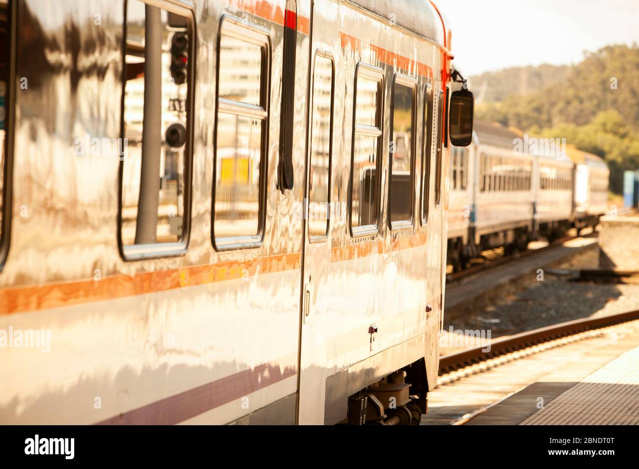 train circulation with illuminated windows Stock Photo