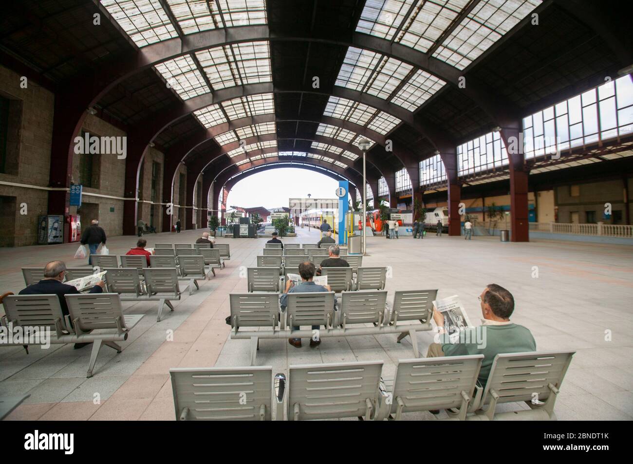 interior of the Coruña railway station in Galicia Stock Photo
