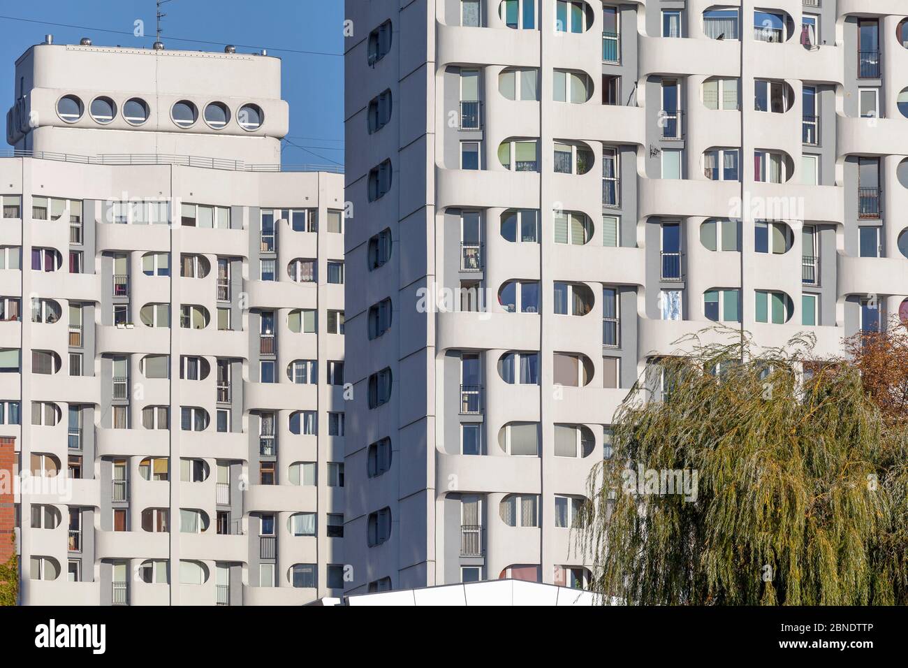 Modernist apartment blocks in Plac Grunwaldski, Wroclaw, Poland Stock Photo