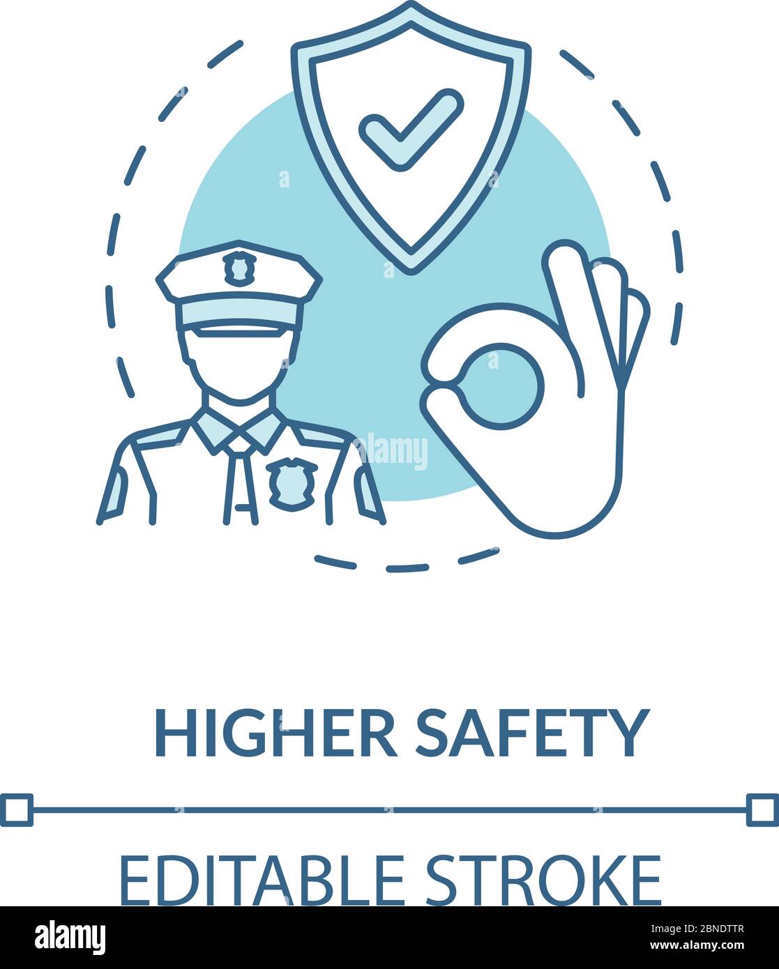 Higher safety turquoise concept icon Stock Vector