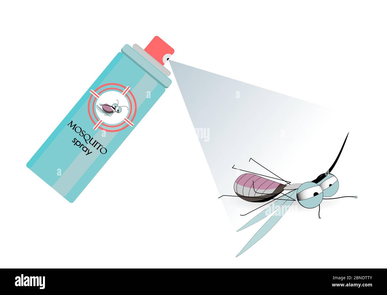 Spray kills the mosquito. Pest control. Means against parasites.Vector illustration. Stock Vector