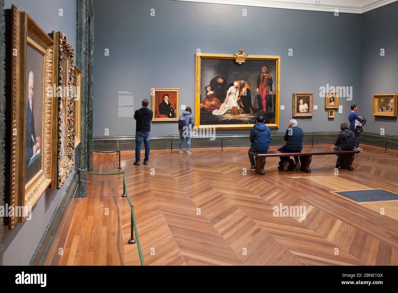 Art museum visitors enjoying art at The National Gallery, London Stock Photo