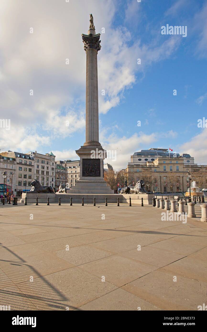 Nelsons Column, Trafalgar Square, London Stock Photo