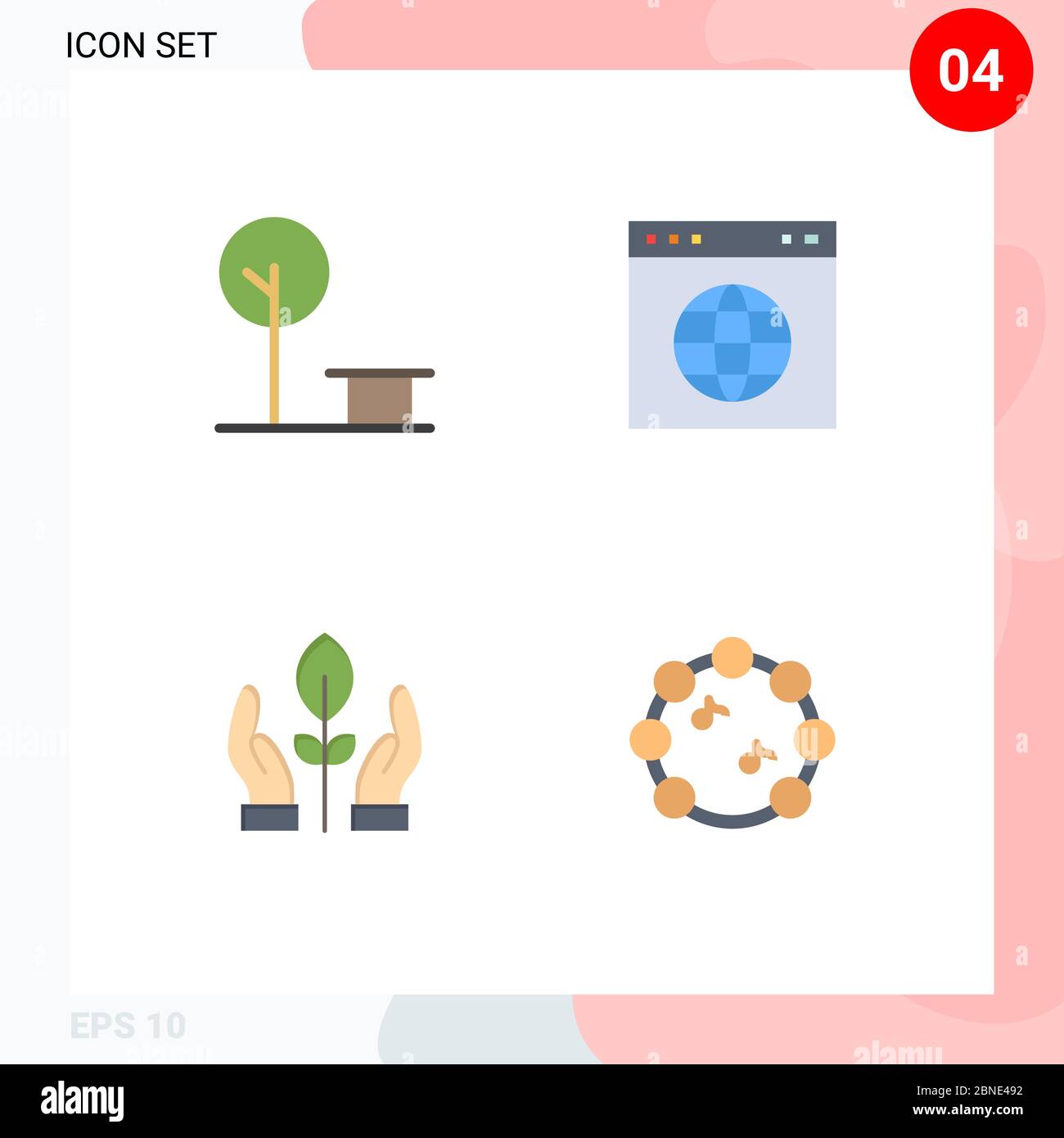 4 Creative Icons Modern Signs and Symbols of city, plant, place, url, energy Editable Vector Design Elements Stock Vector