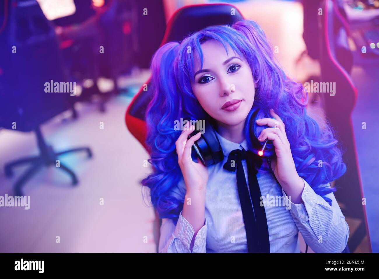 Female gamer girl play computer video games. Live streaming for fun anime  Japan Stock Photo - Alamy