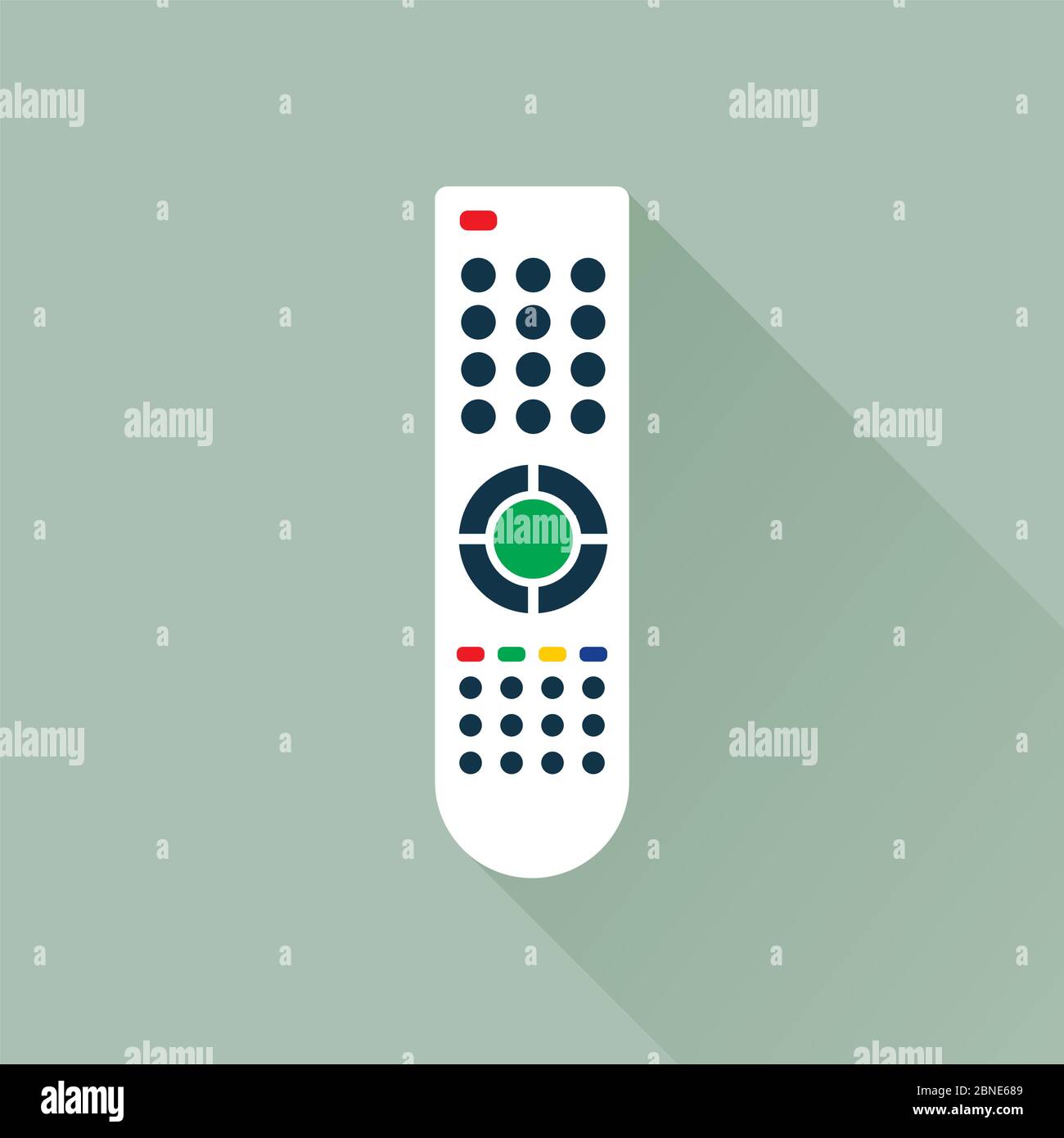 Remote control for TV or media center. Flat icon with long shadow effect. Infrared controller symbol. Vector eps8 illustration. Stock Vector