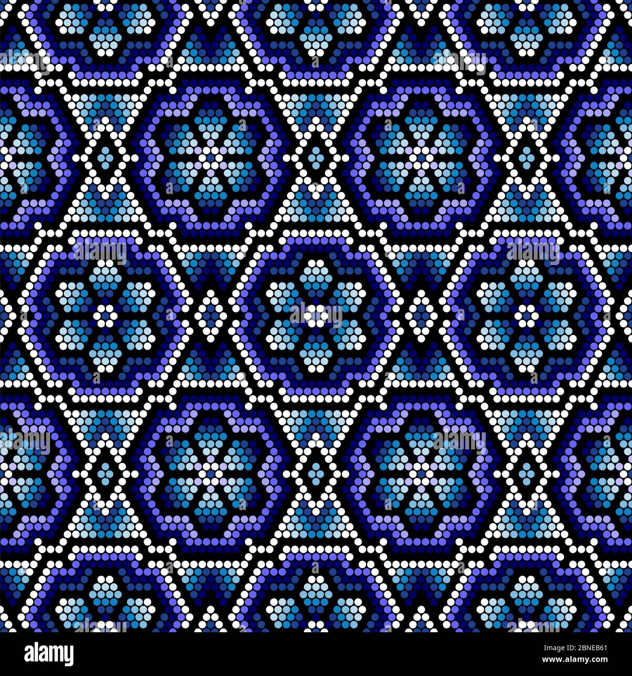 vector illustration of seamless pattern inspired in mexican huichol art style. Can be tiled Stock Vector