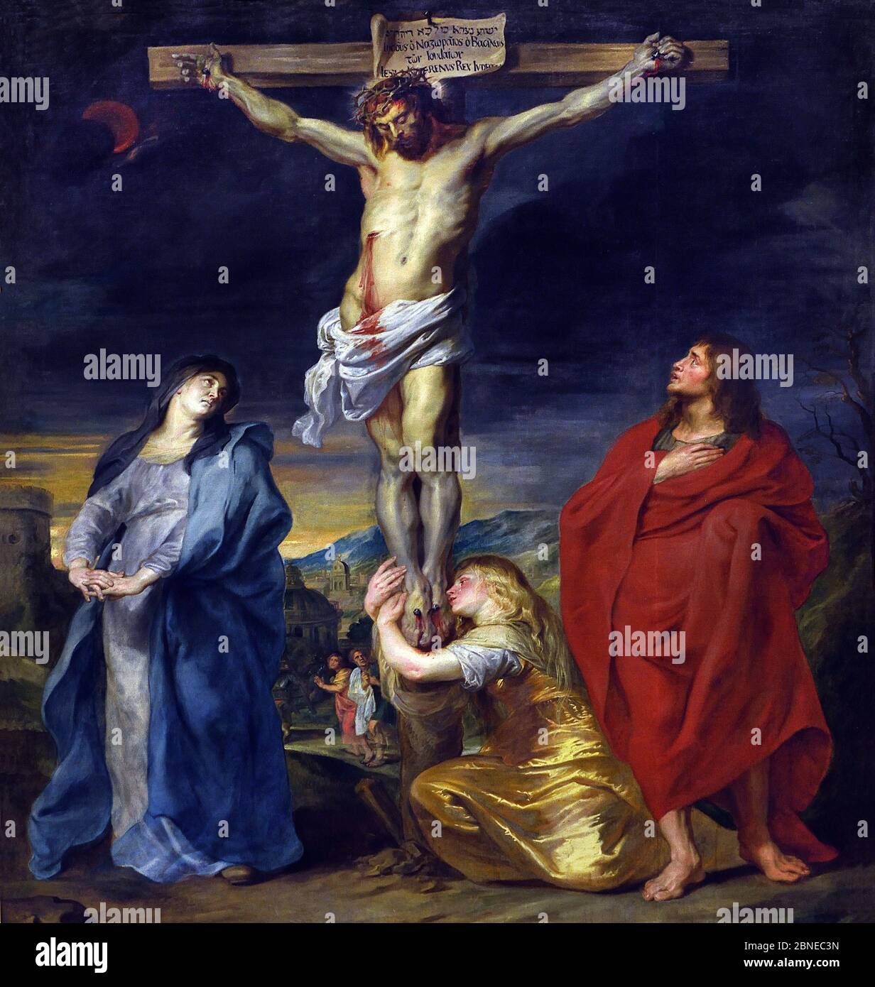 Christ on the Cross, The Virgin, Saint John and Saint Mary Magdalene 1617-1619  by PETER PAUL RUBENS (1577-1640) Flemish Belgian Belgium Stock Photo
