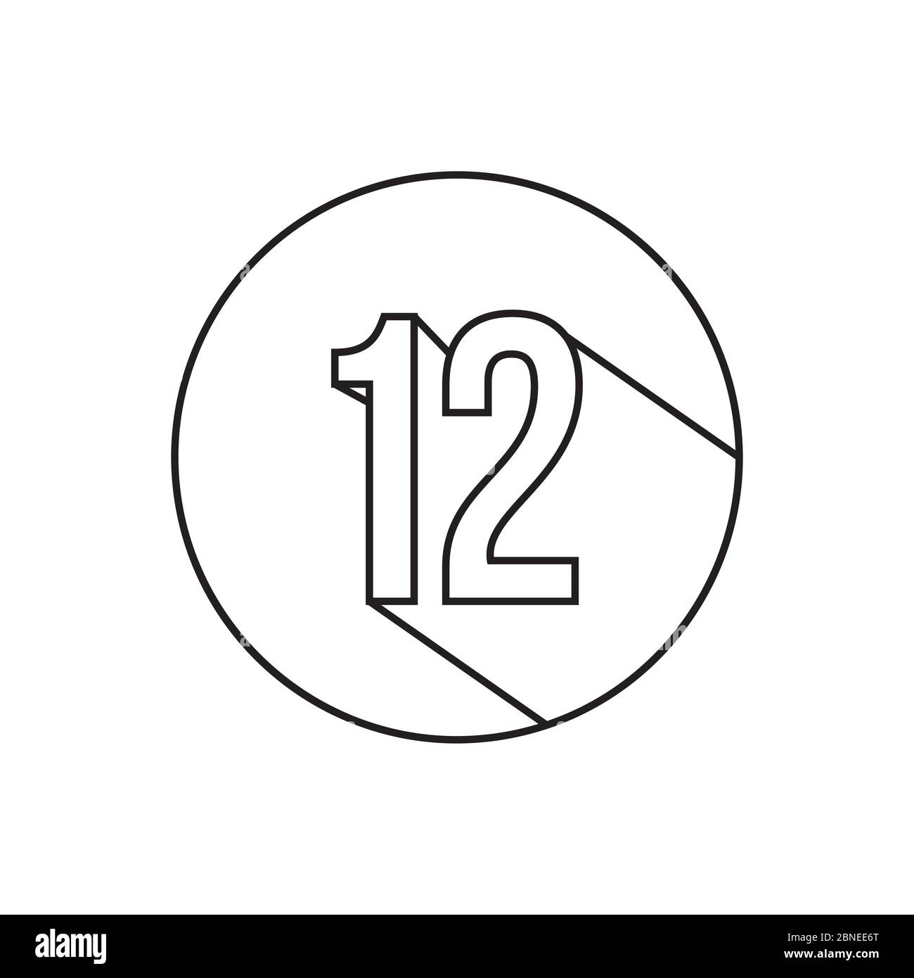 Number 12 twelve symbol sign in circle 12th Vector Image
