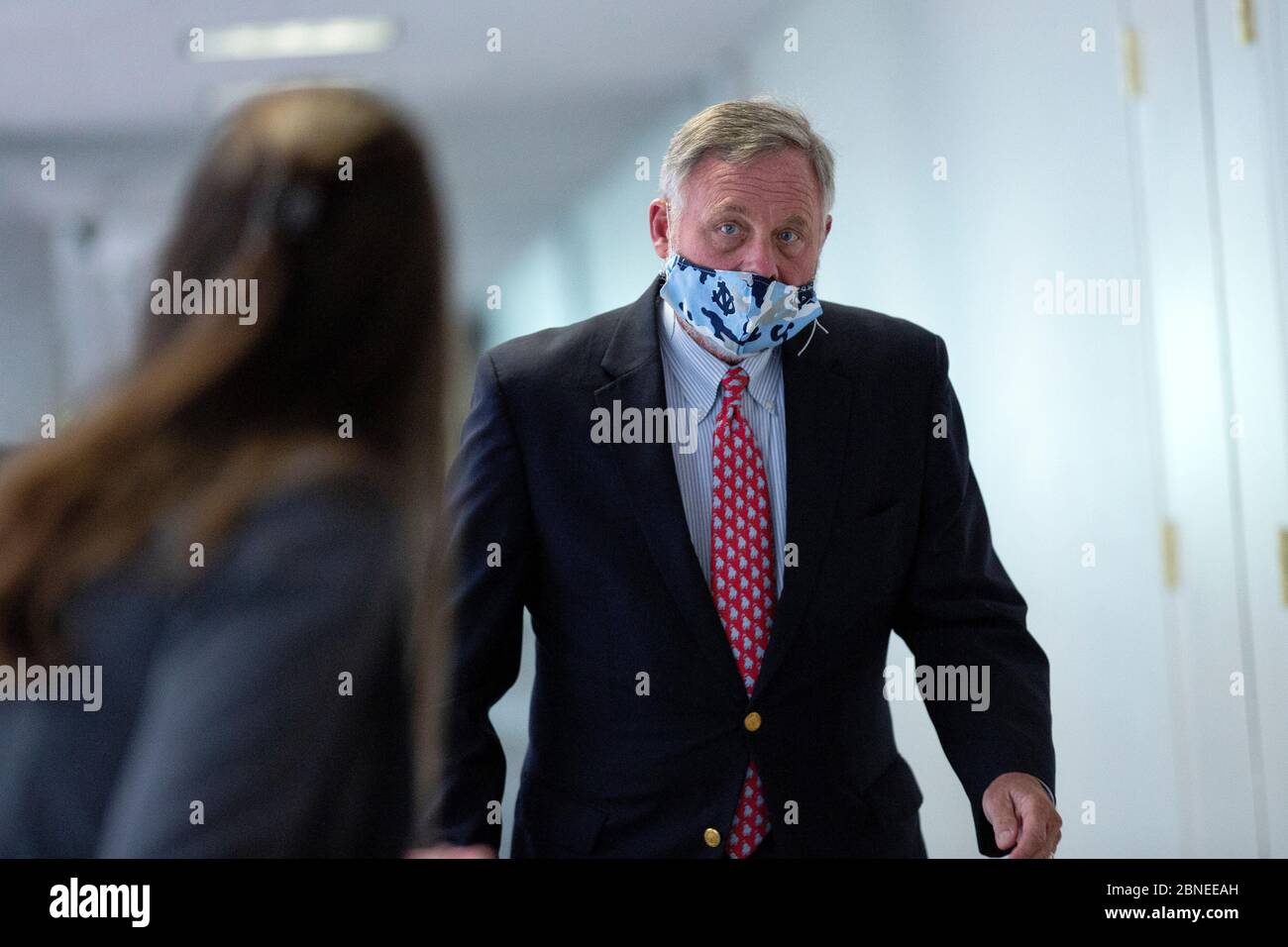 United States Senator Richard Burr (Democrat of Nort Carolina) arrives to GOP Senate Luncheons at the Hart Senate Office Building in Washington, DC, U.S., on Thursday, May 14, 2020. Burr stepped down as chairman of the Senate Intelligence Committee after the FBI seized his phone to further investigate insider trading allegations. Credit: Stefani Reynolds/CNP /MediaPunch Stock Photo