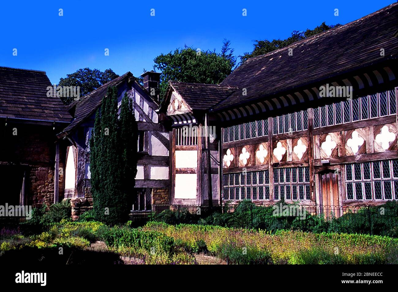 Smithills Hall is a Grade I listed manor house, and a scheduled, monument in Smithills, Bolton,England. It is owned by the people and free to enter Stock Photo