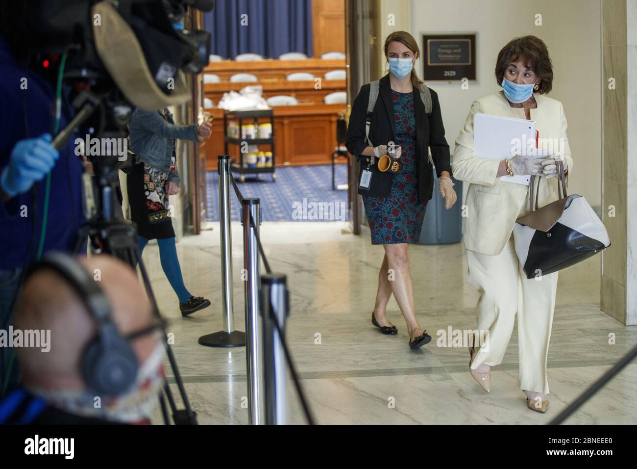 Washington, United States. 14th May, 2020. Committee Chairwoman Anna Eshoo walks to a press conference following the House Energy and Commerce Subcommittee on Health hearing to discuss protecting scientific integrity in response to the coronavirus outbreak on Capitol Hill in Washington, DC on Thursday, May 14, 2020. Pool Photo by Shawn Thew/UPI Credit: UPI/Alamy Live News Stock Photo