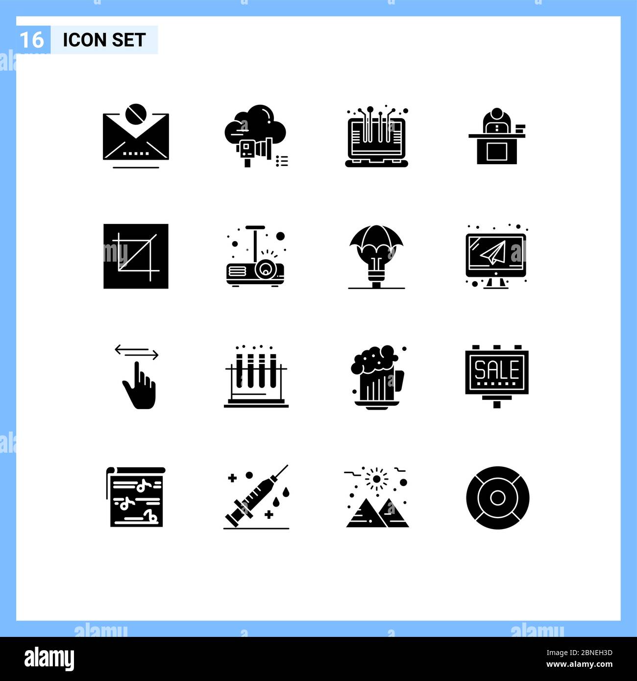 User Interface Pack of 16 Basic Solid Glyphs of person, computer ...