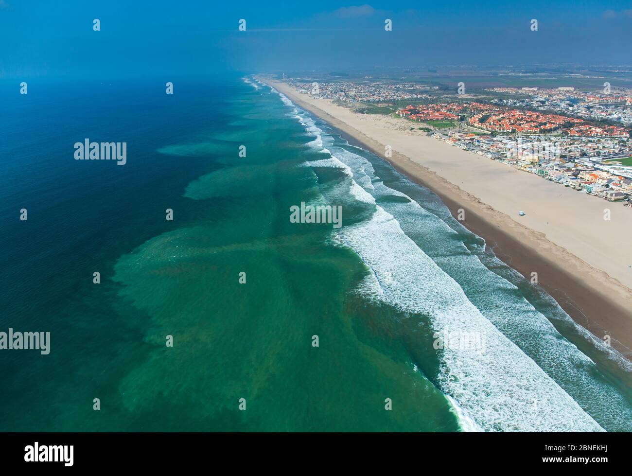 Aerial view of the city of Oxnard and beach front, Ventura County, California, USA, February 2015. Stock Photo