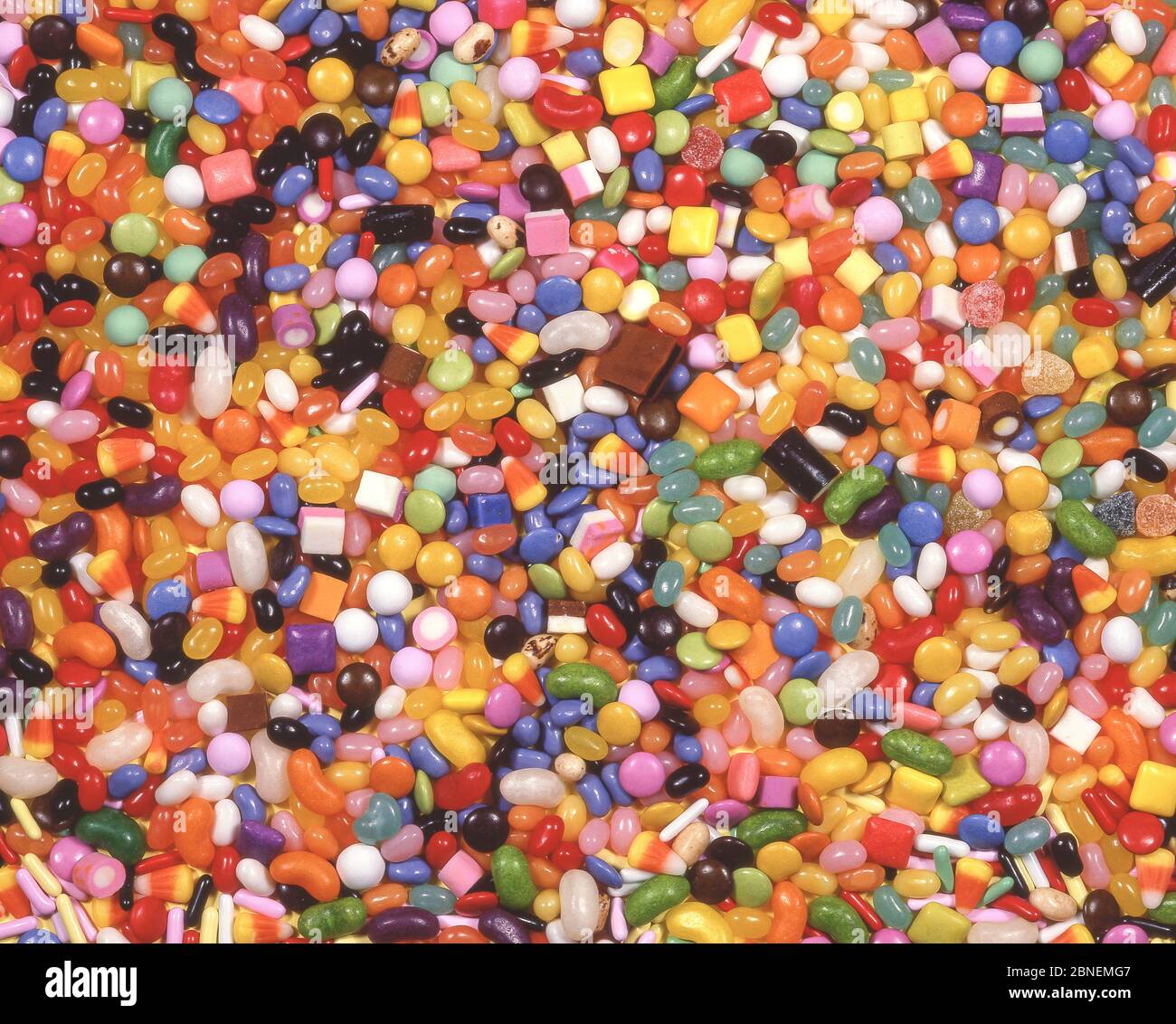 Jelly beans and dolly mixture sweet display, Greater London, England, United Kingdom Stock Photo