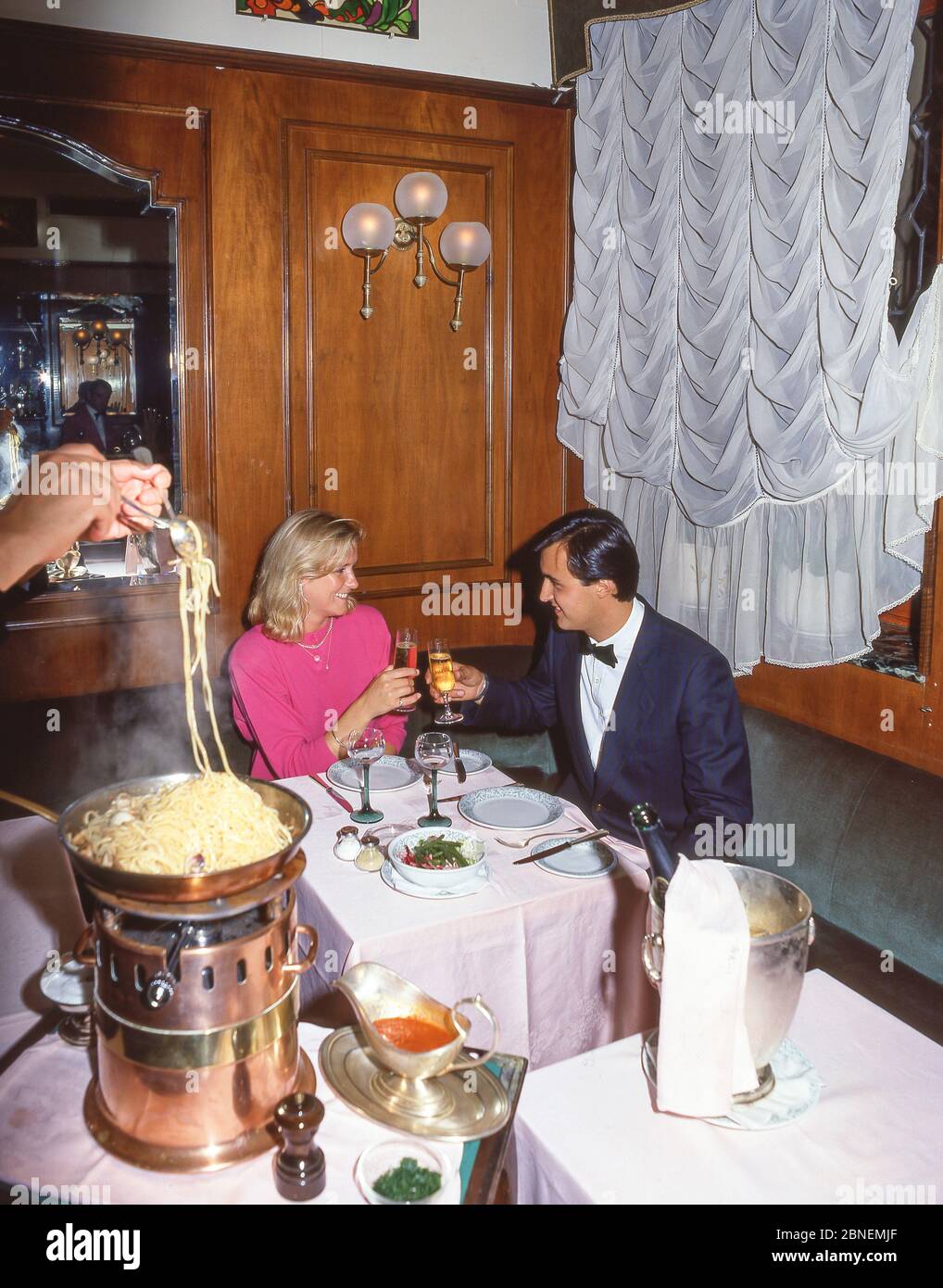 Young couple at Italian restaurant, Venice, Veneto Region, Italy Stock Photo
