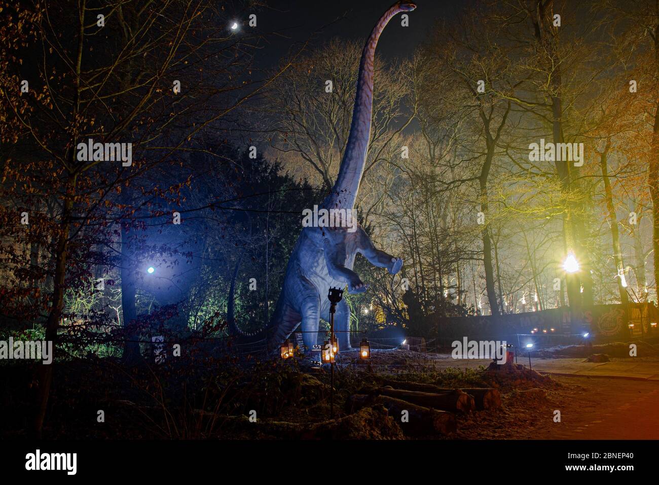 Beautiful shot of a stone sculpture of a big dinosaur Stock Photo