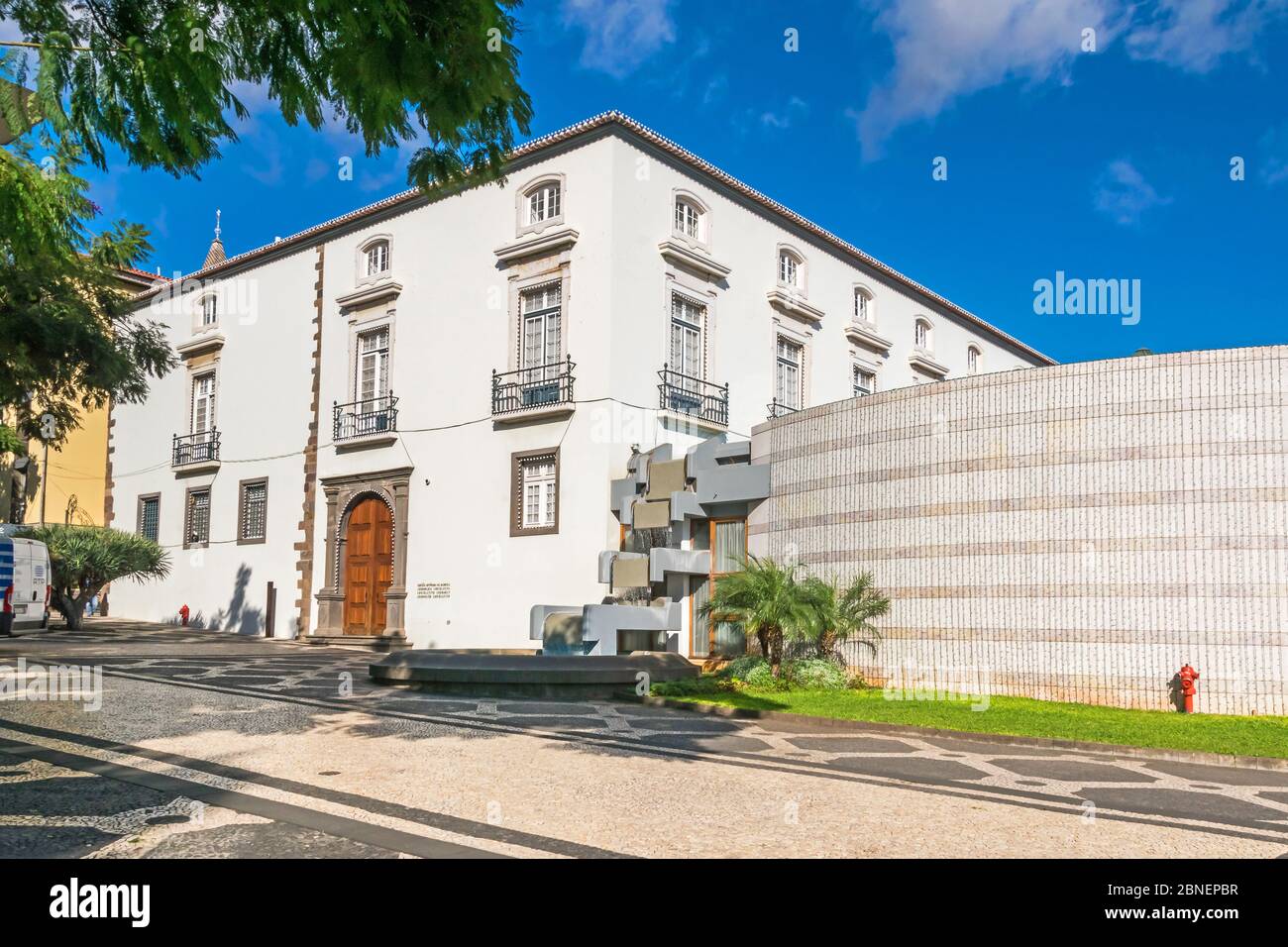Funchal, Portugal -  November 10, 2019: New headquarters of the Legislative Assembly of Madeira installed in the Old Customs of Funchal building, clas Stock Photo
