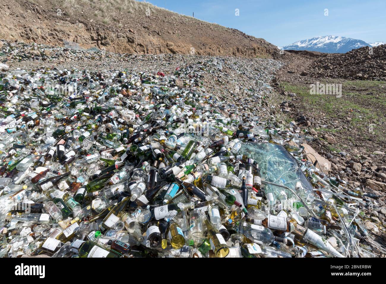 Glass pile at the Ant Flat Landfill in Wallowa County, Oregon Stock Photo Alamy