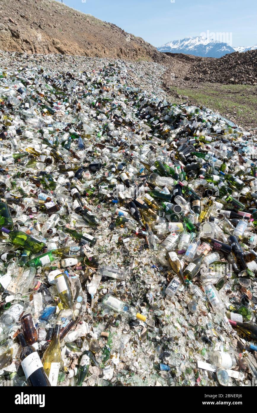 Glass pile at the Ant Flat Landfill in Wallowa County, Oregon Stock Photo Alamy