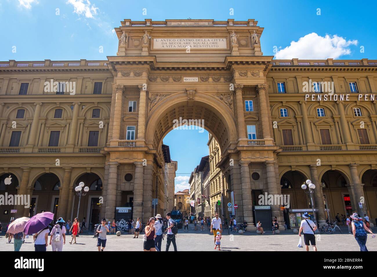 Florence, Italy - August 16, 2019: Piazza della Repubblica or Republic Square in Florence, Tuscany, Italy. Stock Photo