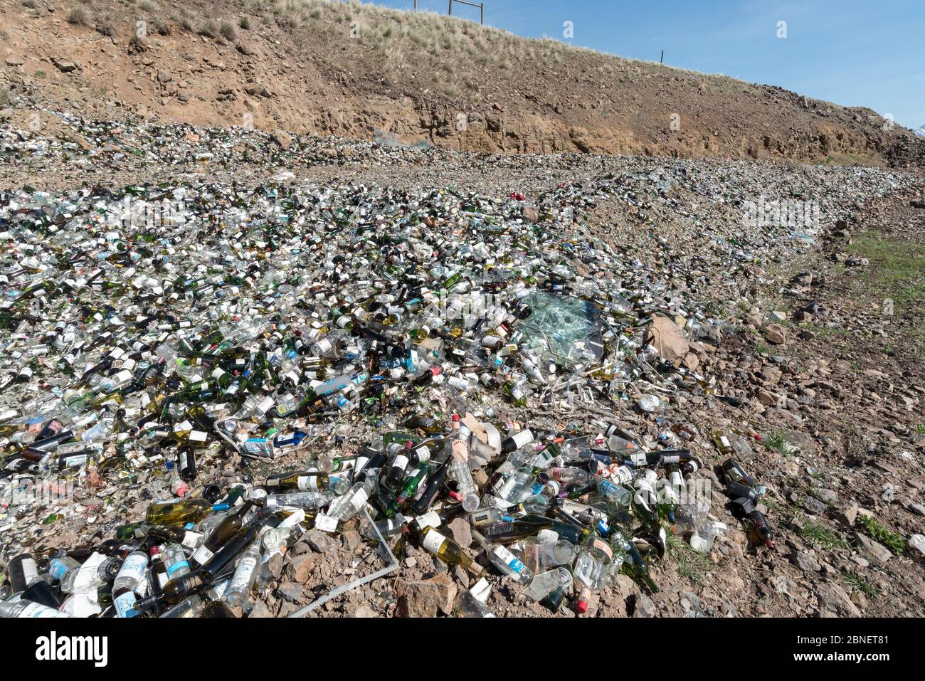 Glass pile at the Ant Flat Landfill in Wallowa County, Oregon Stock Photo Alamy