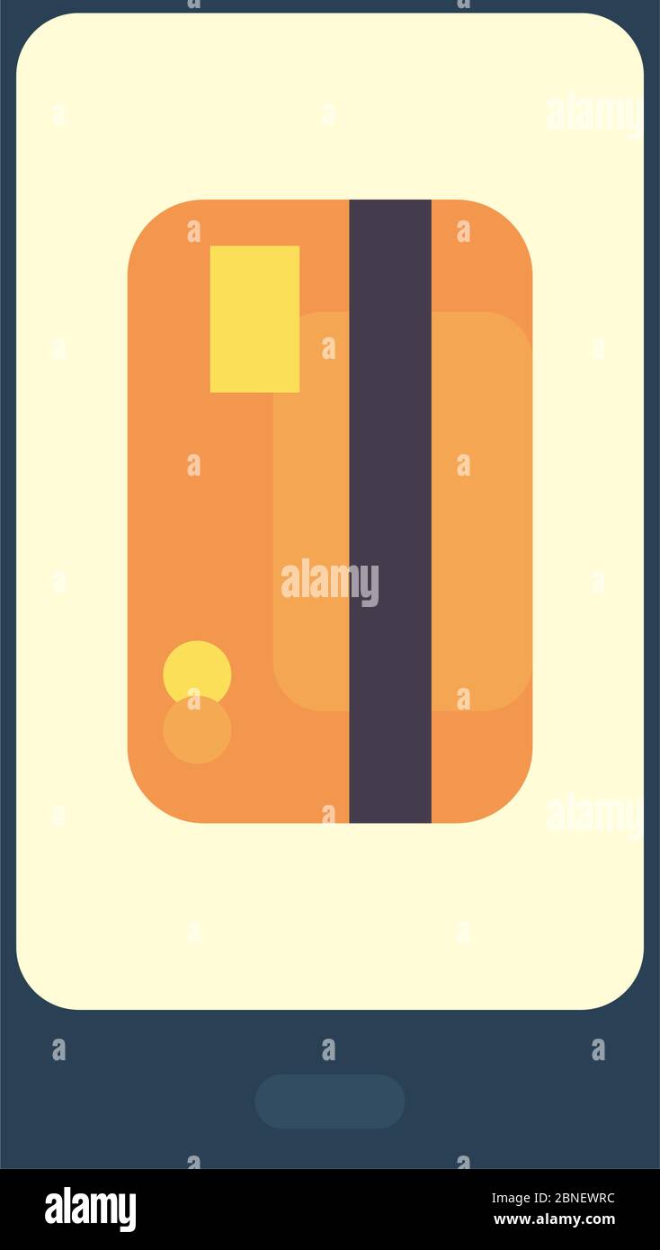 Credit card inside smartphone flat style icon of money financial ...