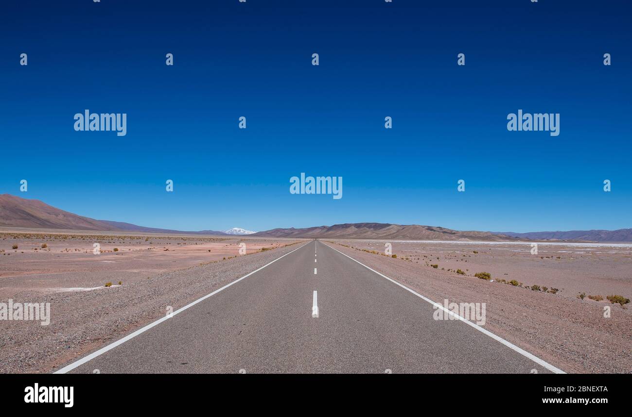 lonely highway in the Atacama desert / Chile Stock Photo