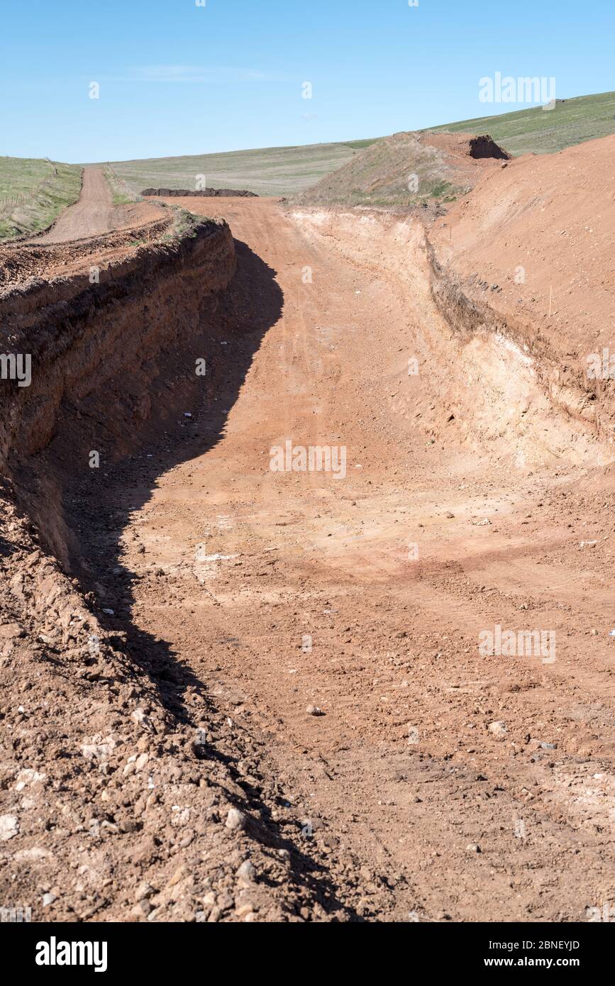 Newly dug waste disposal pit at the Ant Flat Landfill in Wallowa County