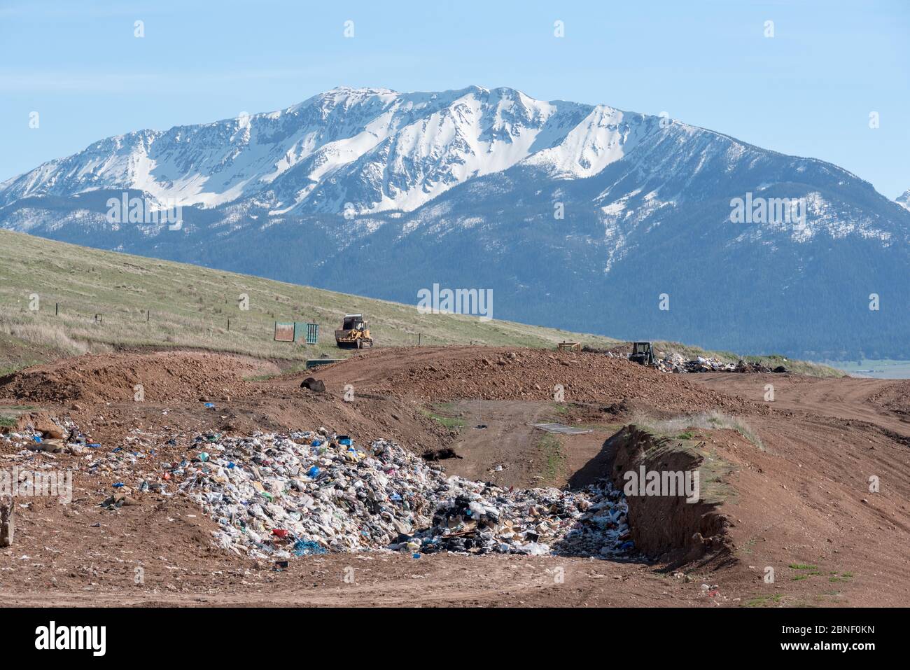 Garbage at the Ant Flat Landfill in Wallowa County, Oregon Stock Photo
