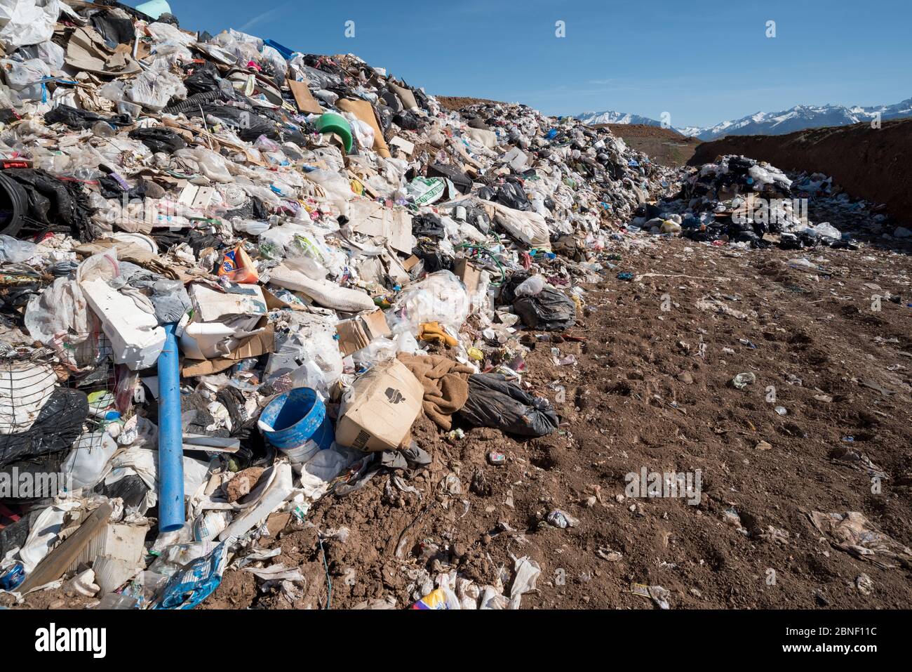 Garbage at the Ant Flat Landfill in Wallowa County, Oregon. Stock Photo
