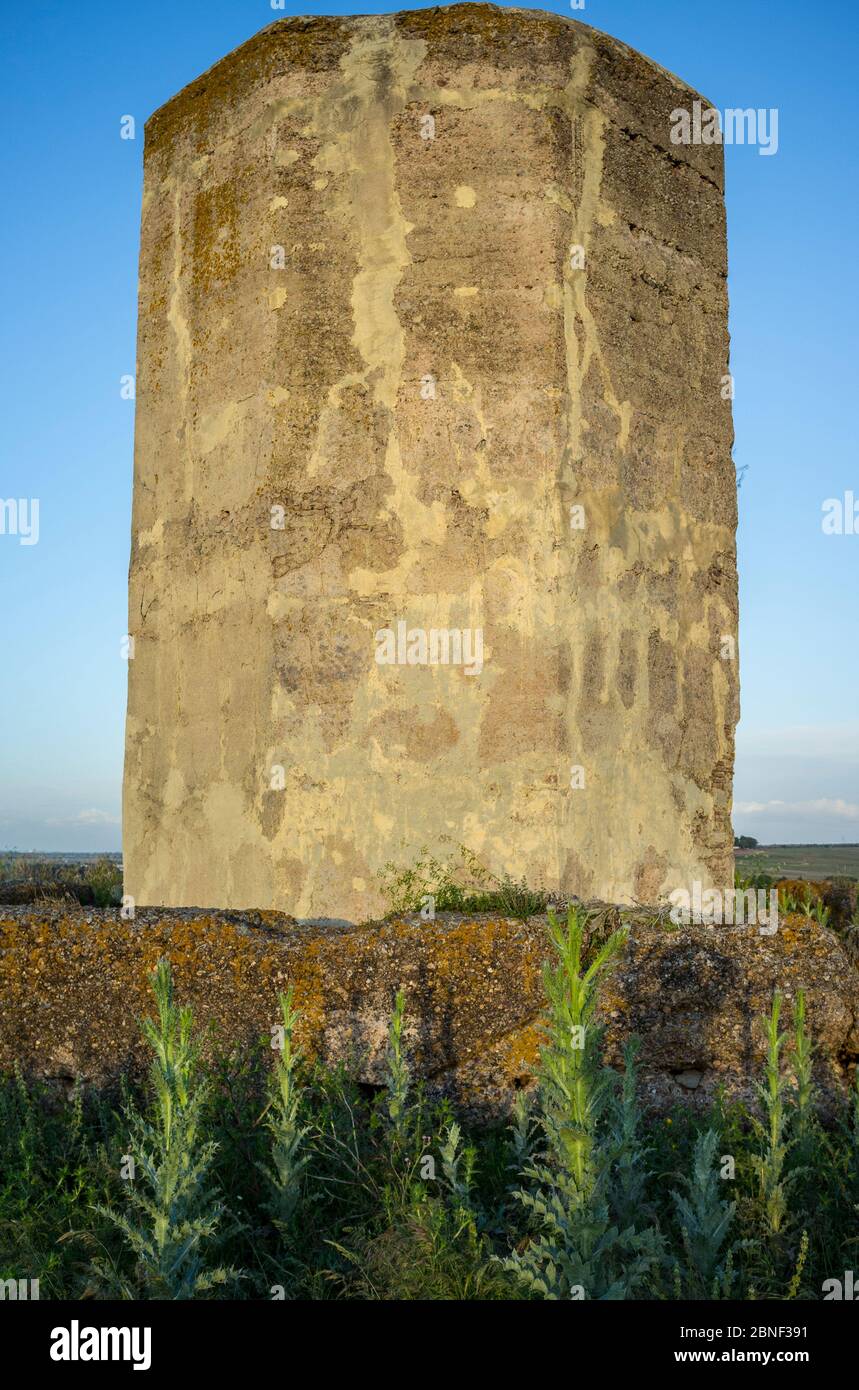 Almohad watchtower of Ibn Marwan or Los Rostros, outskirts Badajoz, Extremadura, Spain Stock Photo