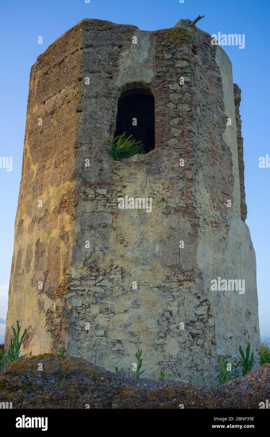 Almohad watchtower of Ibn Marwan or Los Rostros, outskirts Badajoz, Extremadura, Spain Stock Photo