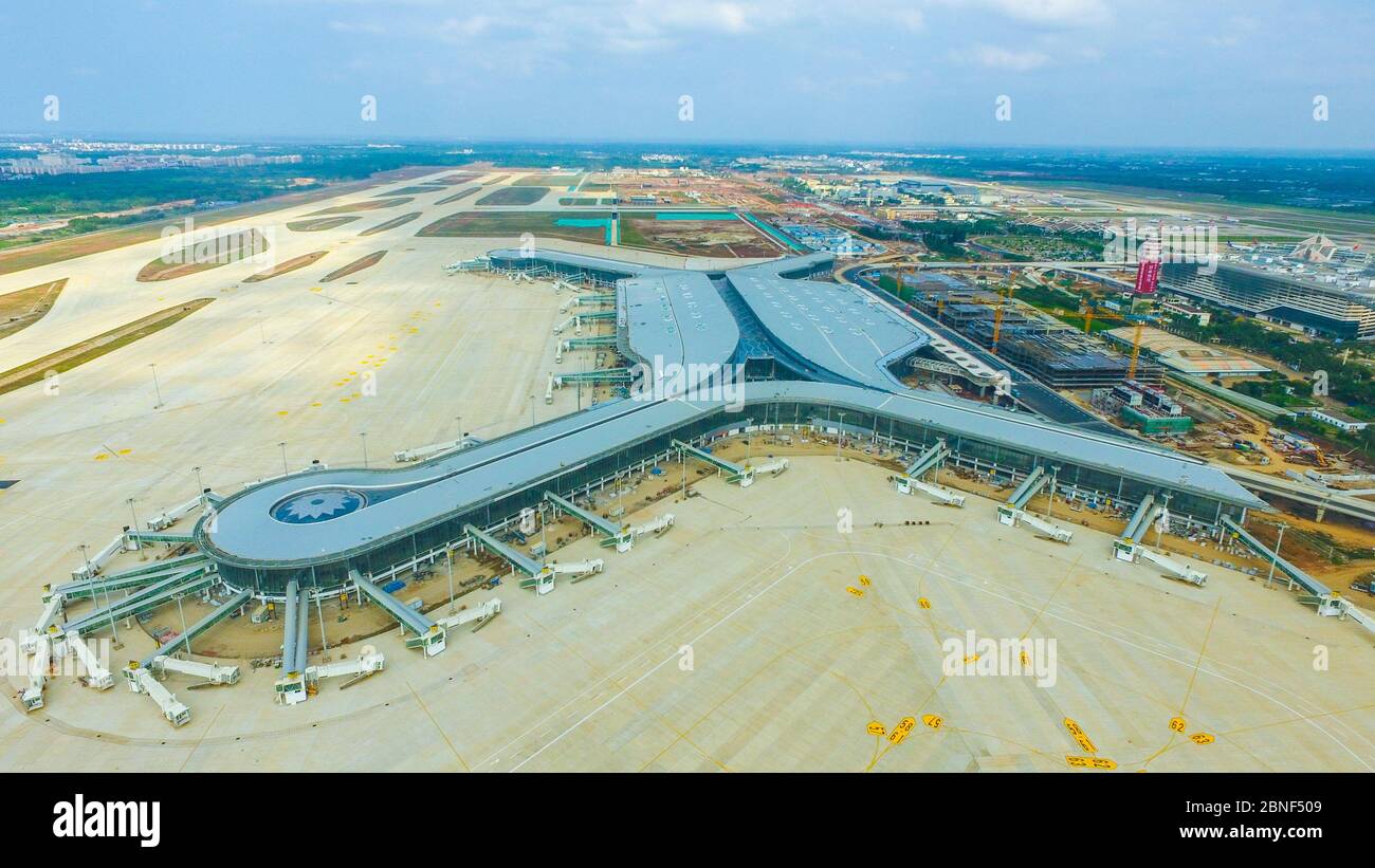 An aerial view of newly constructed airstrip area, which belongs to the ...