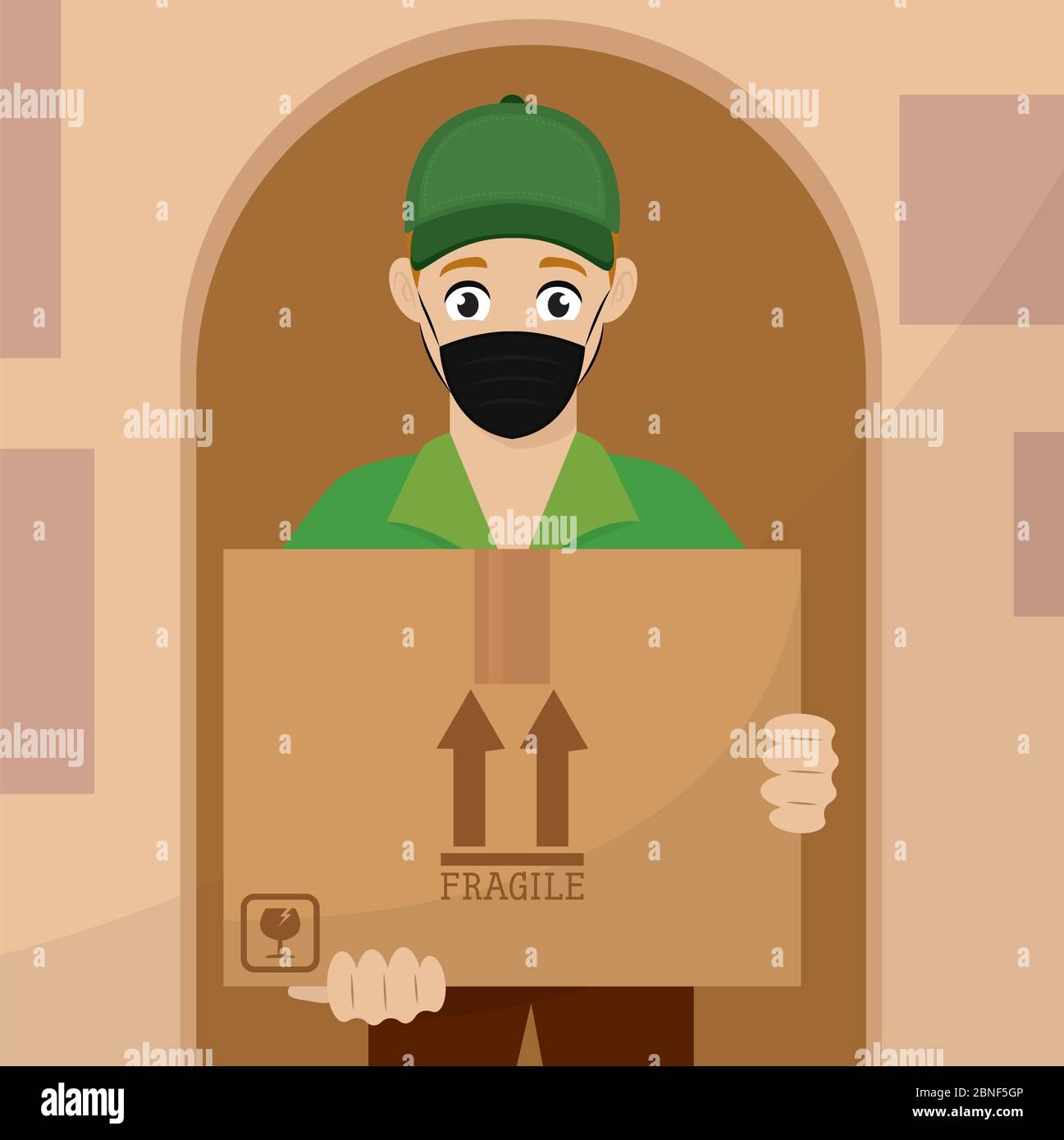 Delivery man with a package Stock Vector